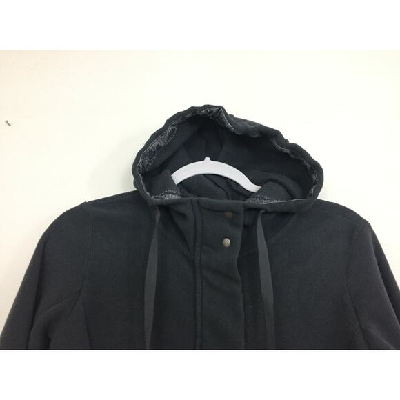 (N5) Y2K Old Navy Womens Jacket Size S Fleece Hooded Gray Performance Thumb Hole - Picture 2 of 8